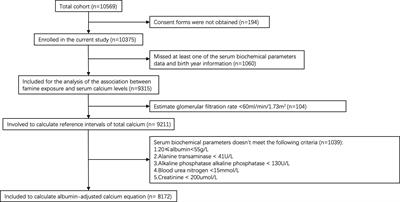 Association of famine exposure and the serum calcium level in healthy Chinese adults